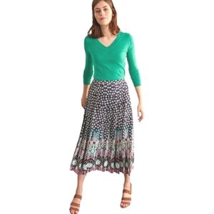 Boden Pleated Floral Skirt
